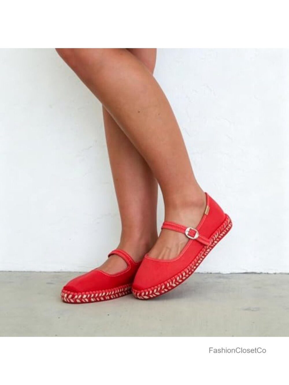 Women's Woven Ballet Flats Espadrilles Mary Jane Canvas Platform Flats - Picture 2 of 6